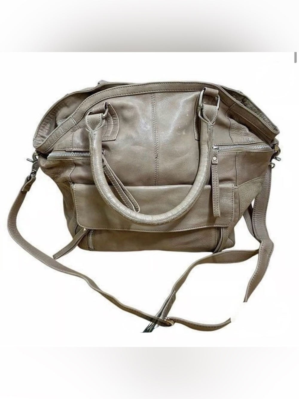 Women's Gray Leather Shoulder Bag - Classic Everyday Tote